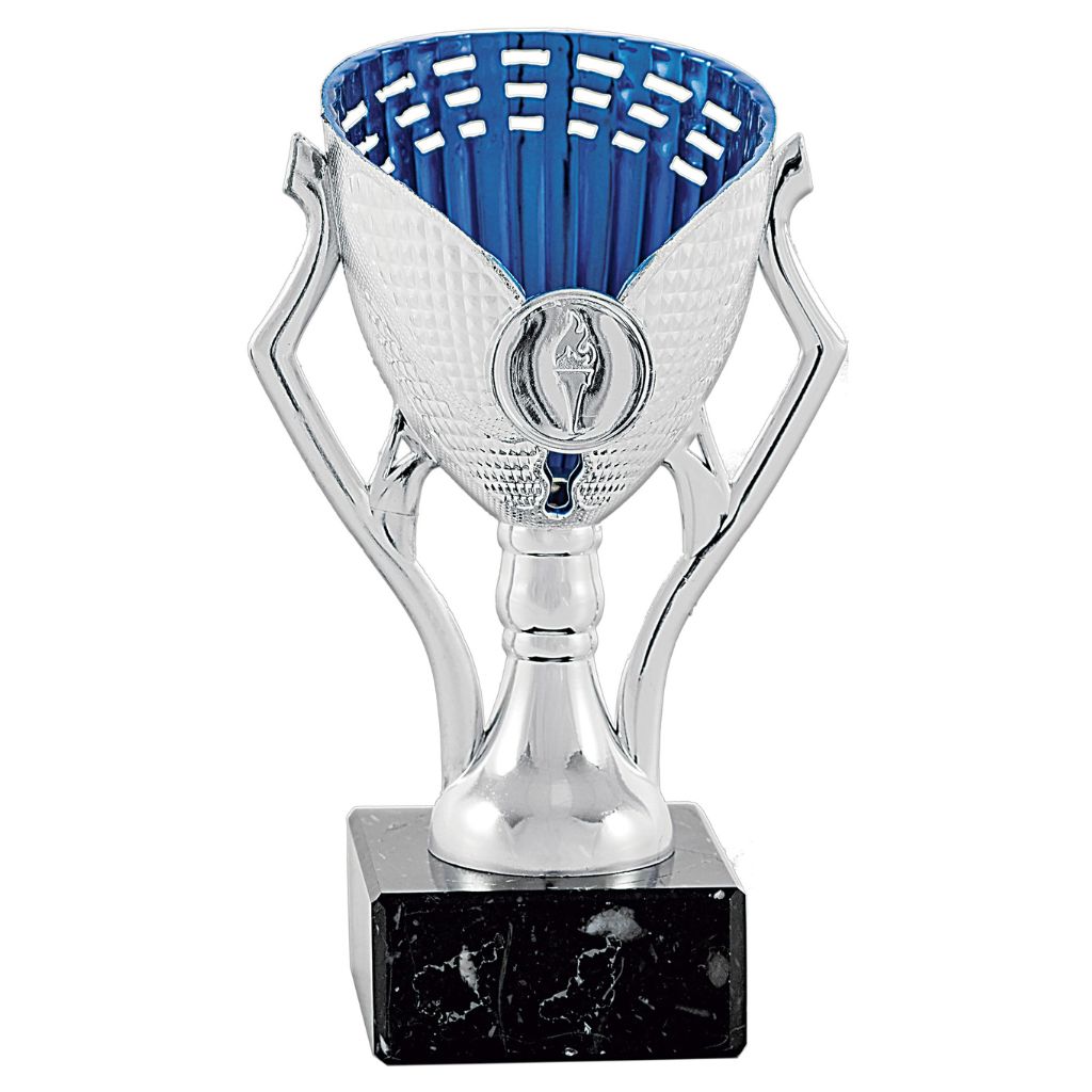 Copa deportiva Plata y Azul - Esfera Central Personallizable