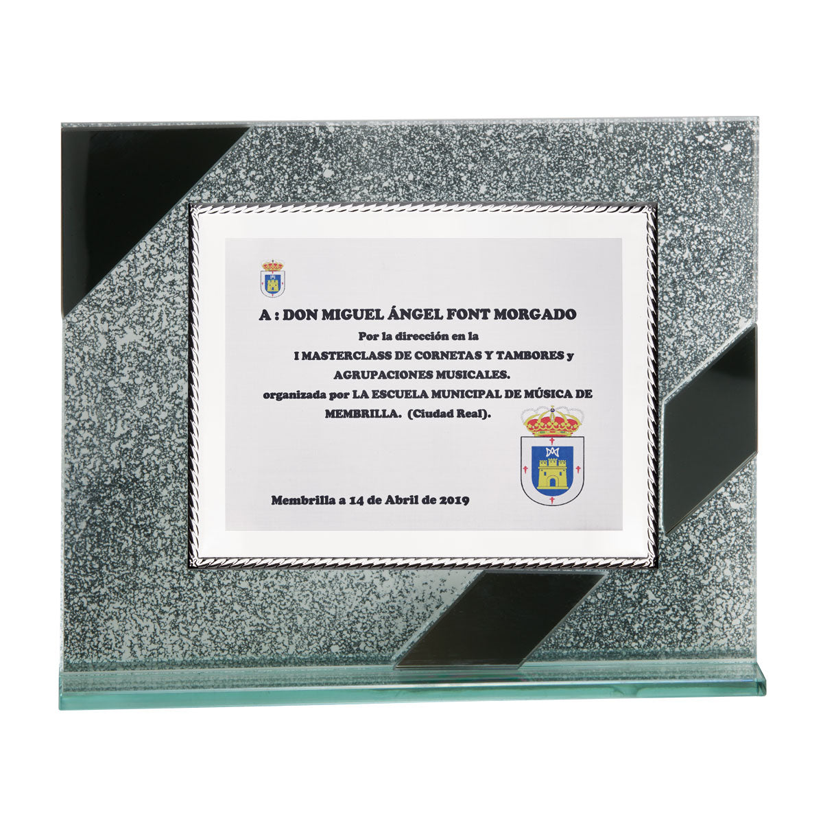 Placa de Aluminio con soporte Cristal