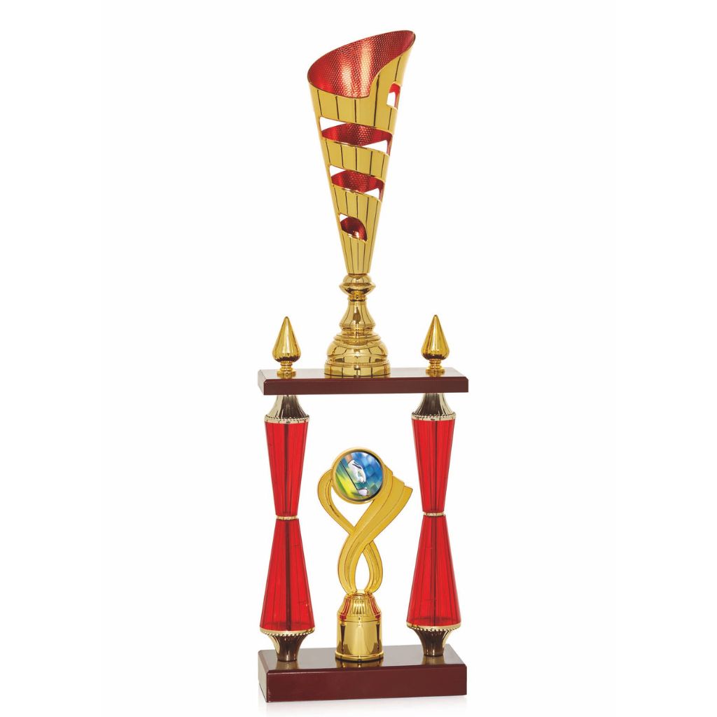 Copa deportiva Oro y Rojo - Esfera Central Personallizable