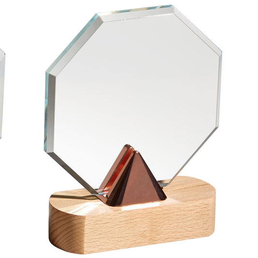 Placa de Cristal Oro, Plara y Cobre