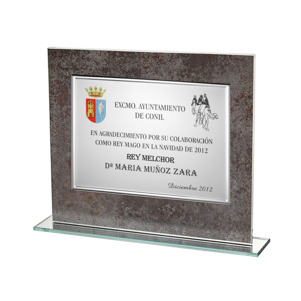 Placa de Aluminio con soporte de Cristal