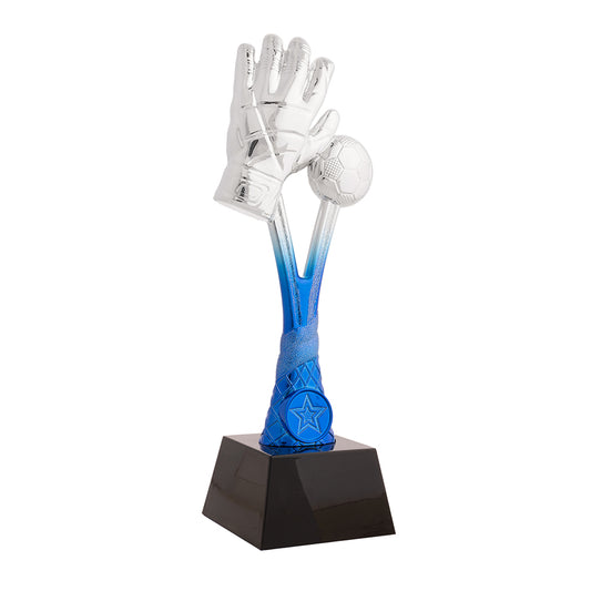 Trofeo portero de fútbol azul